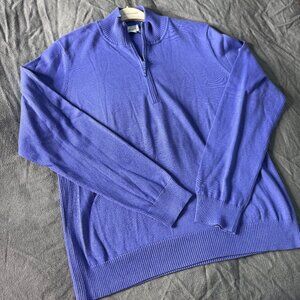 Foxcroft Blue 1/4 Zip Cotton Knit Sweater - Size XXL